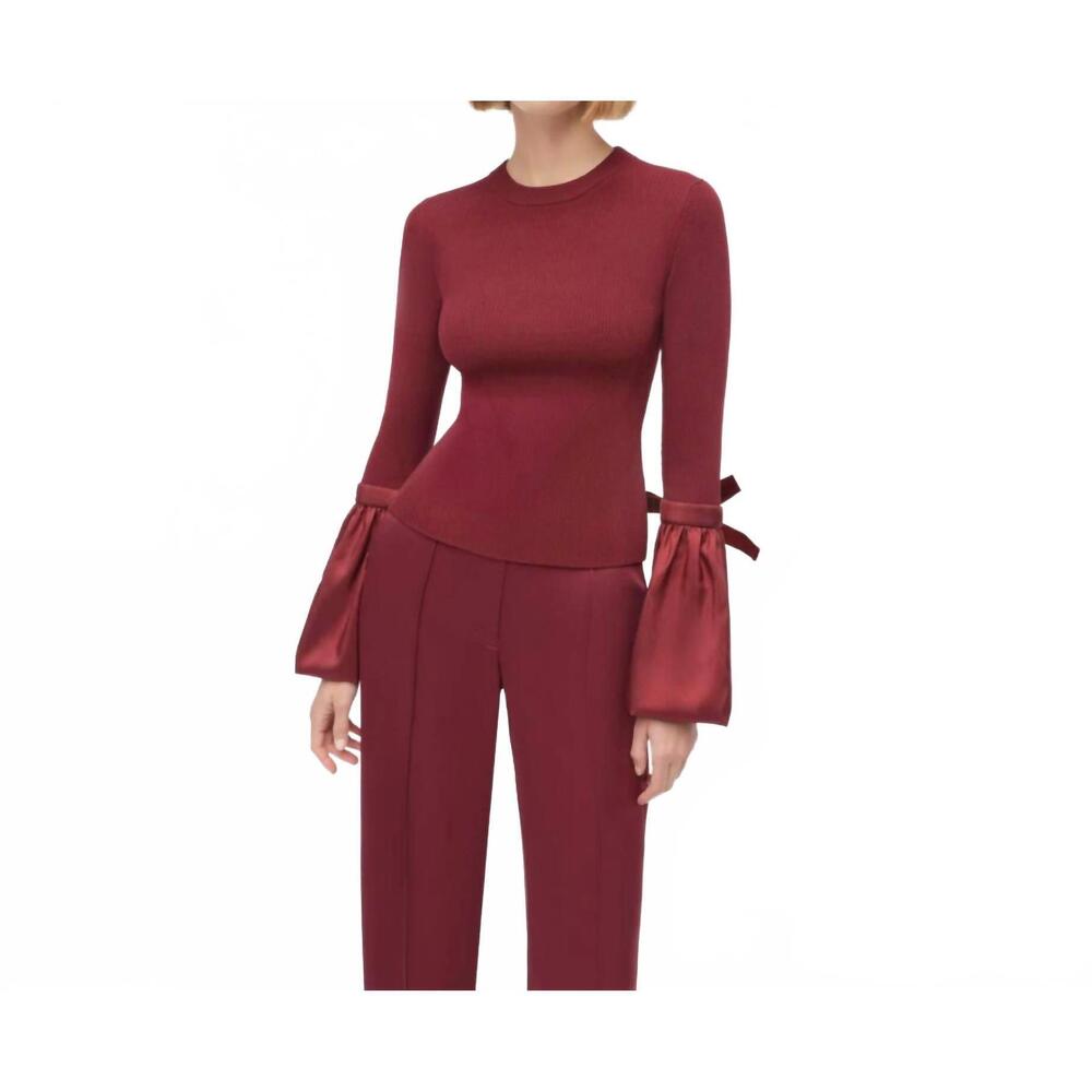 NEW SIMKHAI agata long sleeve top in oxblood